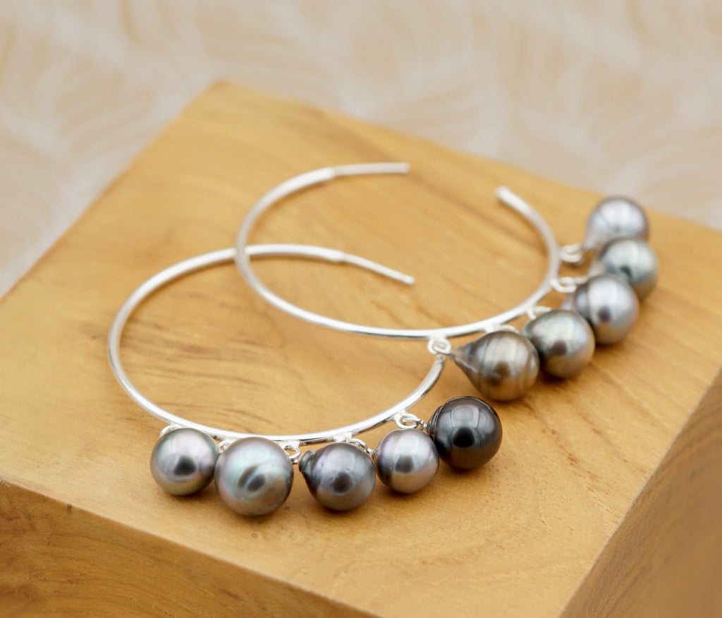 Tahiti Nui Boucles d'oreilles ornées 10 perles de Tahiti