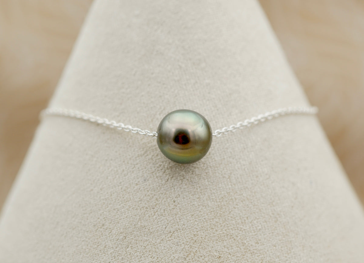 Bracelet en argent 925 orné d'une perle de Tahiti de 9.3mm